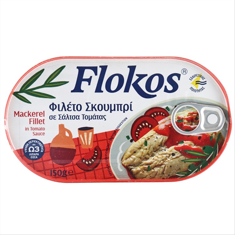 FLOKOS ΣΚΟΥΜΠΡΙ 160g ΣΕ ΣΑΛΤΣΑ ΝΤΟΜΑΤΑΣ