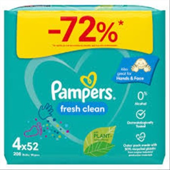 PAMPERS BABY WIPES 4X52pcs FRESH CLEAN